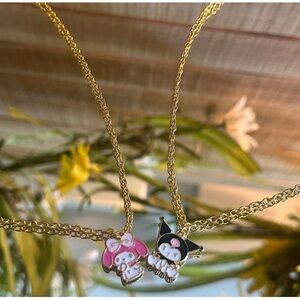 HANDMADE MY MELODY & KUROMI FRIENDSHIP NECKLACE SET